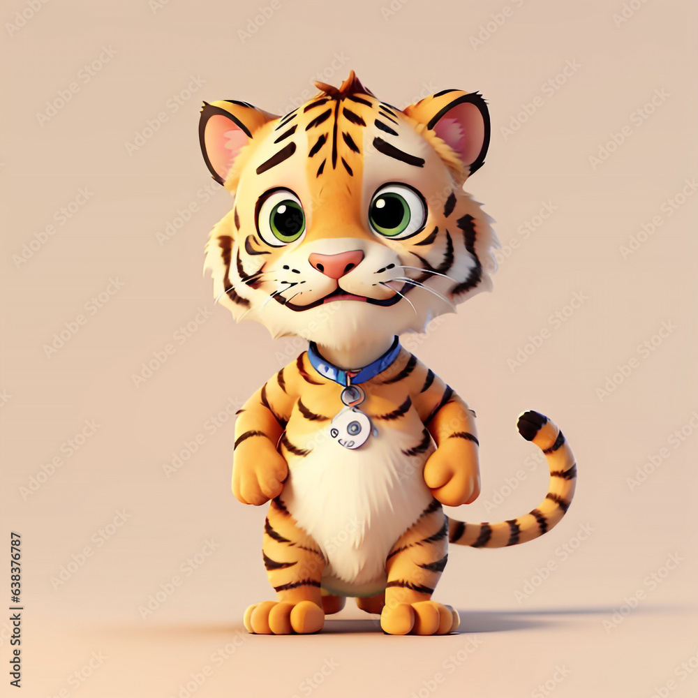 Cute Tiger Characters 3D Rendering Cute Tiger Characters 3D Rendering
