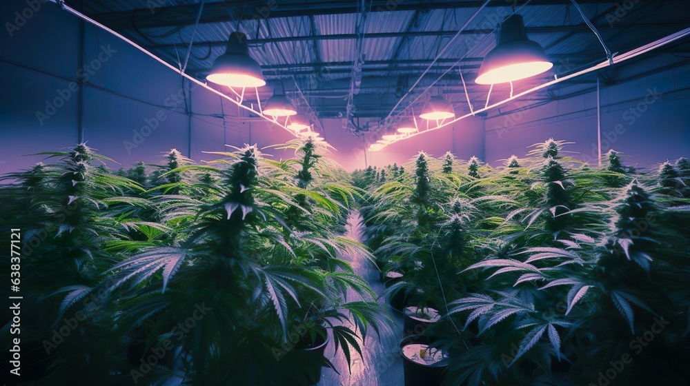 Fototapeta premium Cannabis Greenhouse, Cannabis Plants, Growing Marijuana, Close-ups of Cannabis Trees and Growth, Cannabis Buds, PNG, Photo,
