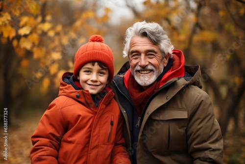 Grandfather and Grandson Hugging. Generative AI