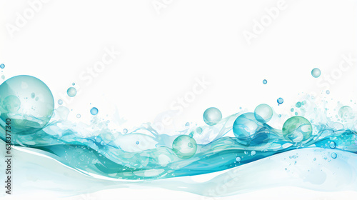 Wave with bubbles and depth on a white background