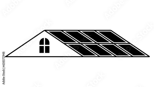 Residential building roof with solar panels, green electricity, solar station