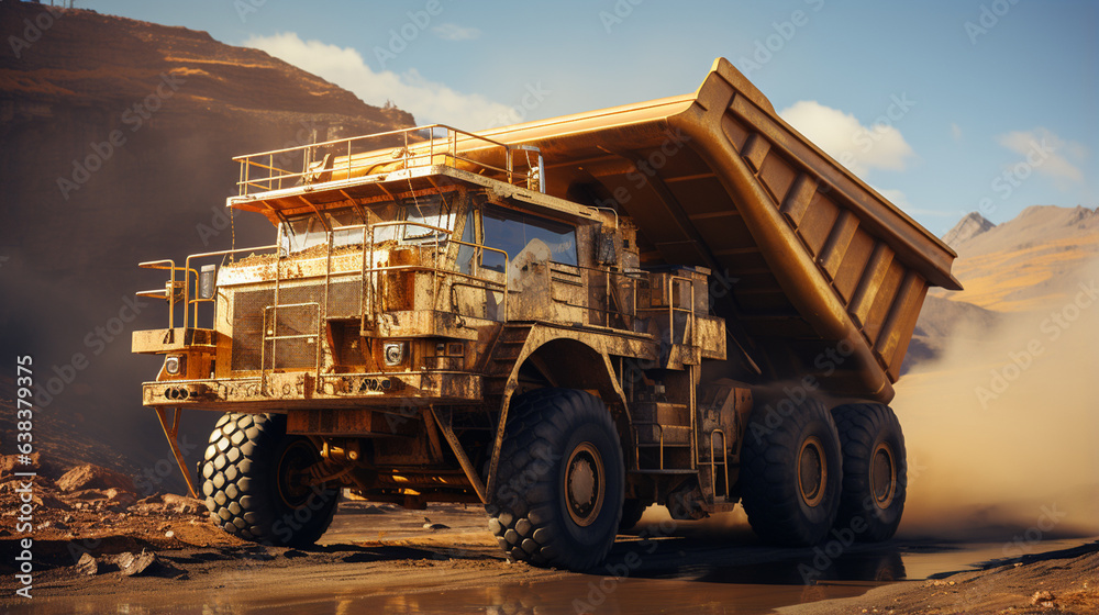 Fototapeta premium Huge large dump truck at the construction site.