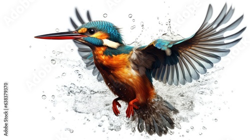 Dazzling kingfisher photo realistic illustration - Generative AI. © Mariia