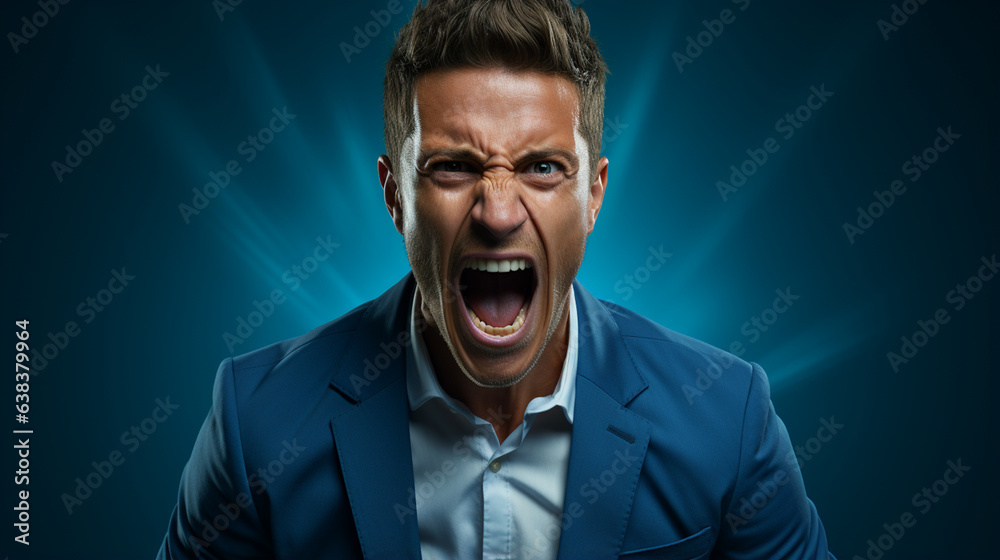 Portrait of angry man shouting.