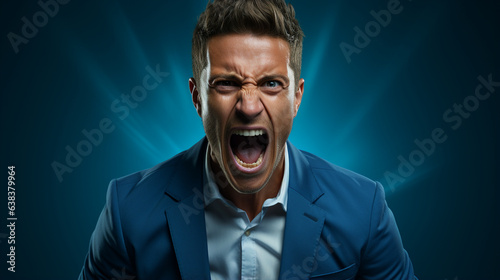 Portrait of angry man shouting.