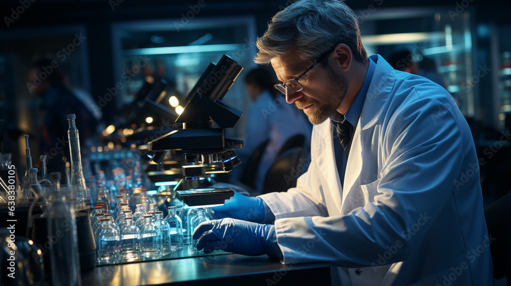 Man working at scientist laboratory. Man working at scientist laboratory.
