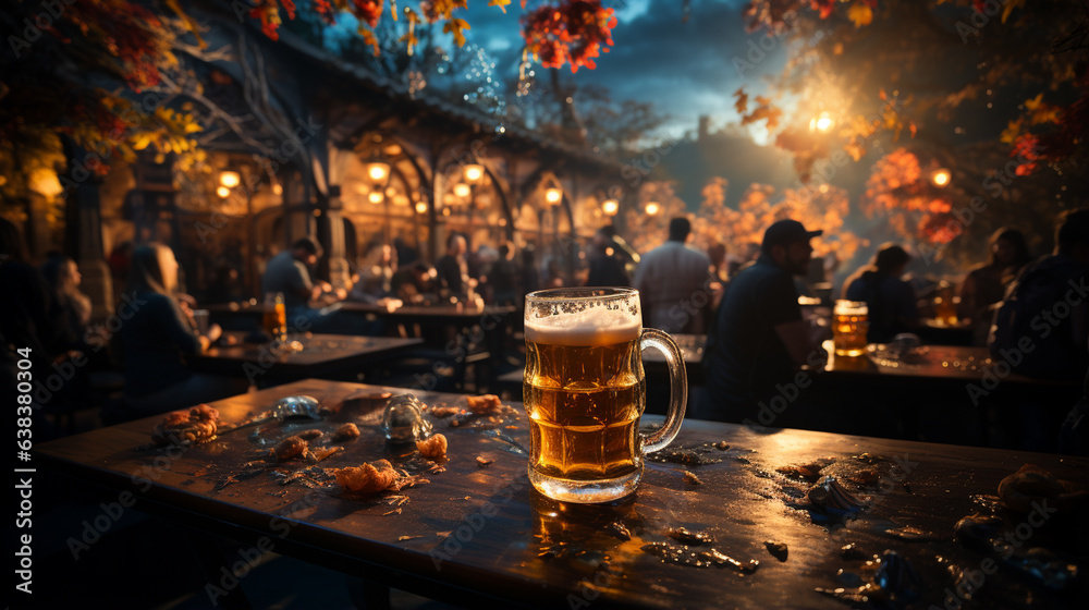 Oktoberfest. Beer on table. Drink
