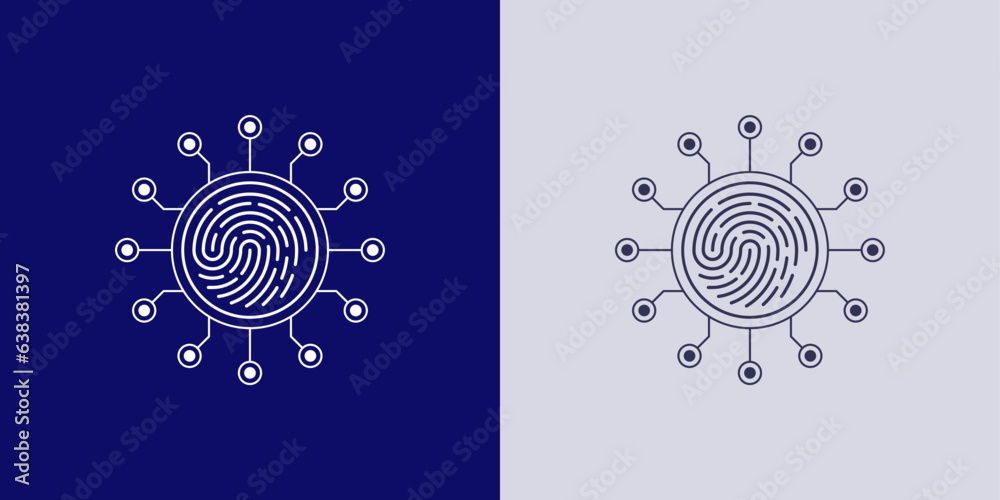 Ταπετσαρία fingerprint icon - colored outline fingerprint symbol and chipset circuit