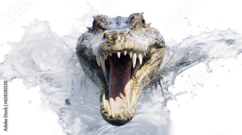 Fearless crocodile photo realistic illustration - Generative AI. © Mariia