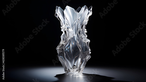 Crystal vase on black background