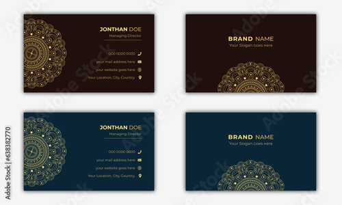 Luxury Business Card Design Template With Mandala ornamental design