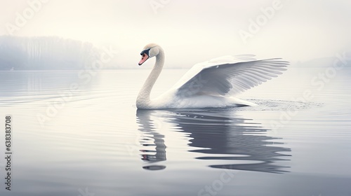 Graceful swan photo realistic illustration - Generative AI.