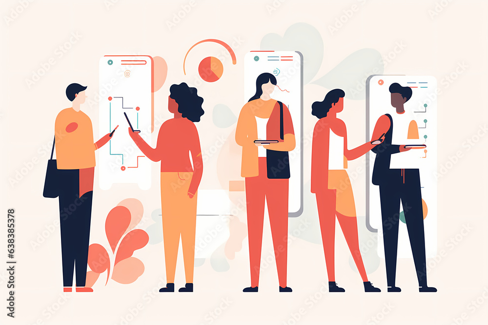 Fototapeta premium A group of people among graphs and charts, AI Generative
