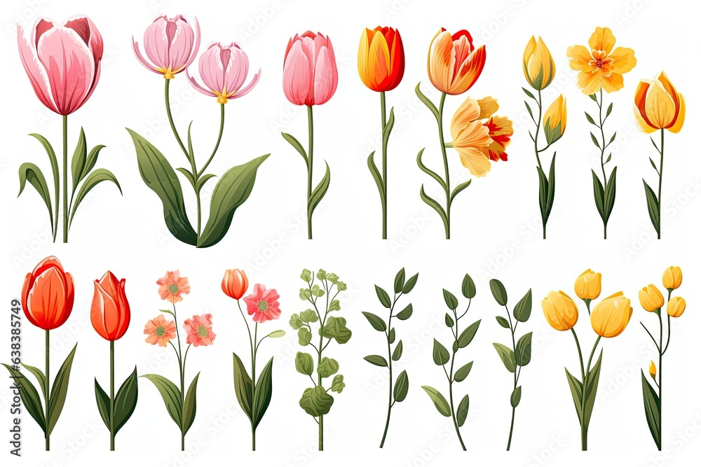 set of spring flowers in watercolor design illustration set of spring flowers in watercolor design illustration