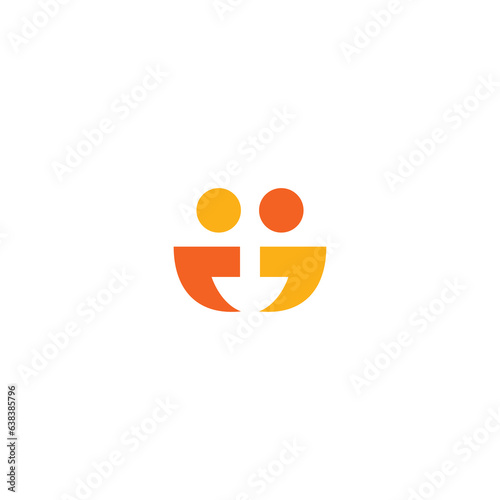 Two People Abstract Logo Design. Human Talk Logo