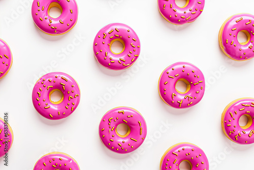 Pink donuts on a pastel background