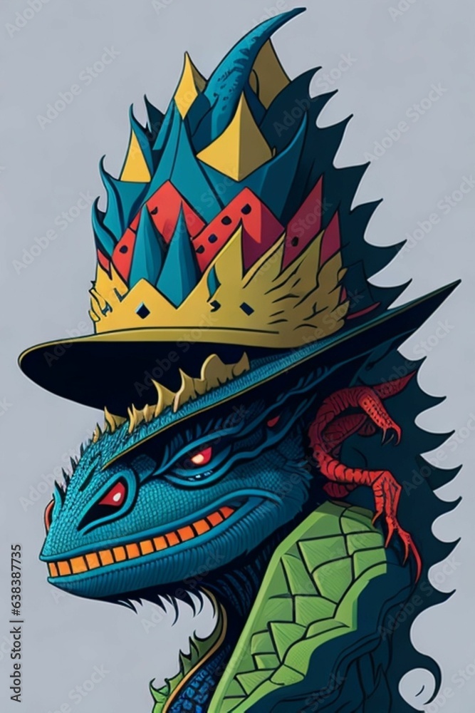 A detailed illustration of a Godzilla for a t-shirt design, wallpaper, and fashion