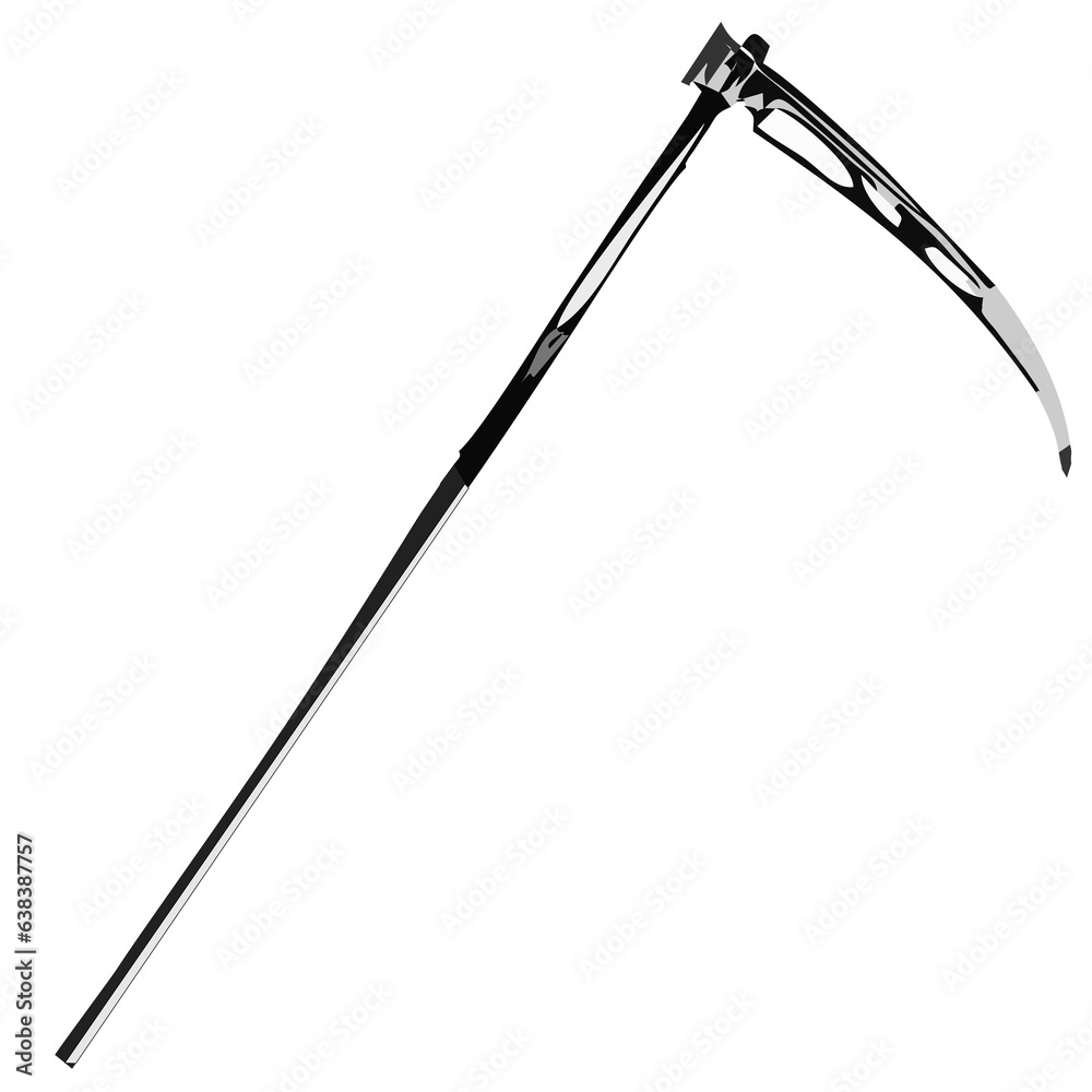 Obraz premium Grass scythe. Graphic black and white image.