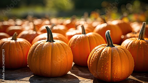 A pumpkin patch with rows of pumpkins in varying sizes and colors