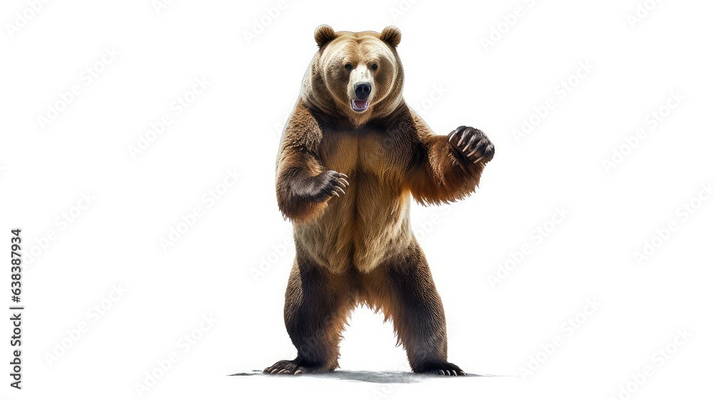 Mighty grizzly bear photo realistic illustration - Generative AI. - obrazy, fototapety, plakaty 