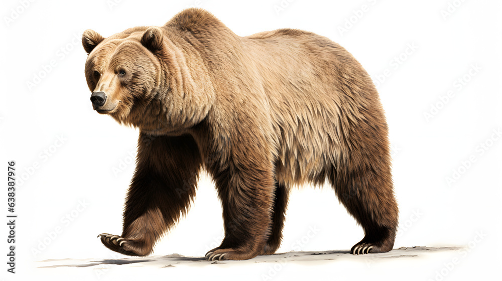 Obraz premium Grizzly bear on white background