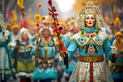 Parade on occasion of Octoberfest worlds largest folk festival of Germany. Generative Ai.