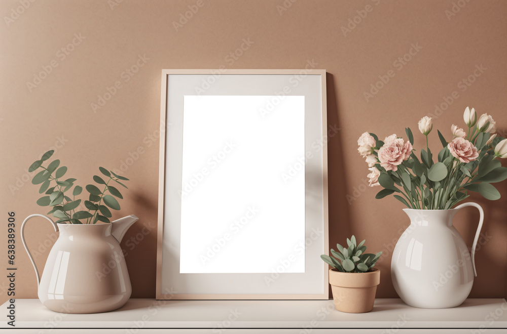 Frame of Tranquility: A White Canvas amidst a Neutral Backdrop