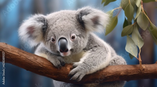 Pensive koala photo realistic illustration - Generative AI.