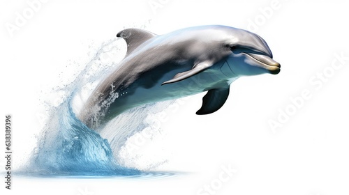 Playful dolphin photo realistic illustration - Generative AI.