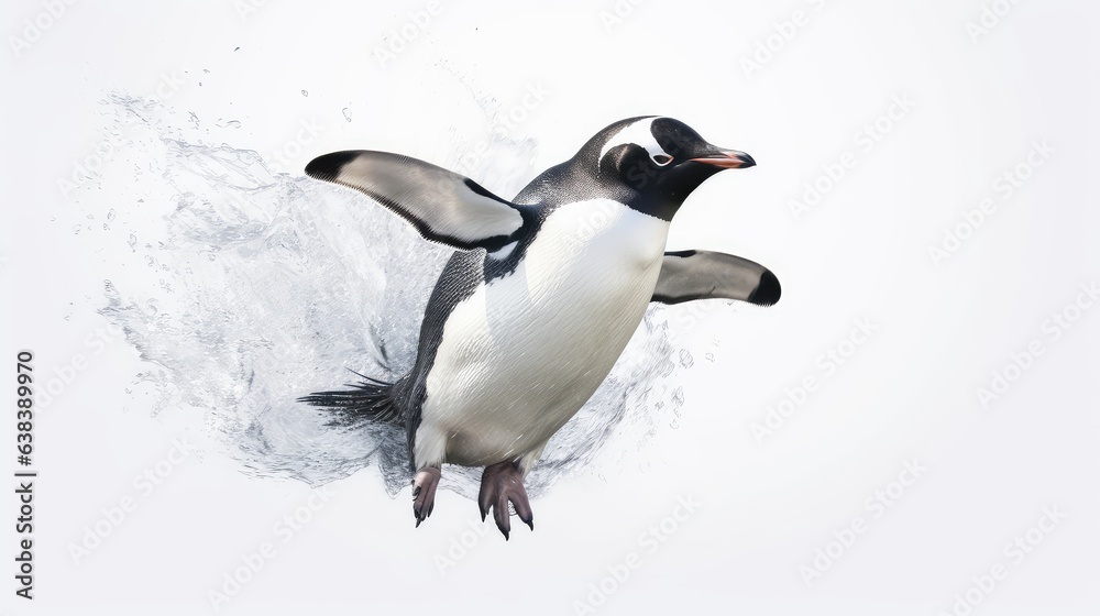 Playful penguin photo realistic illustration - Generative AI.