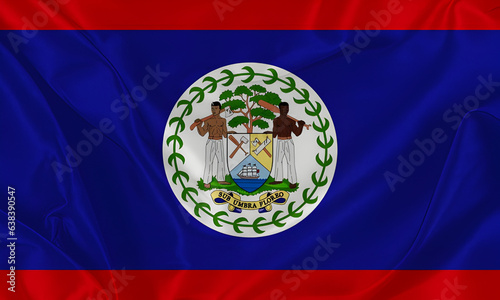 Waving silk flag of Belize. National Flag background, Patriotic Country Flag. photo
