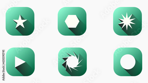 polygonal icon set with shadow and lighting. premium and modern