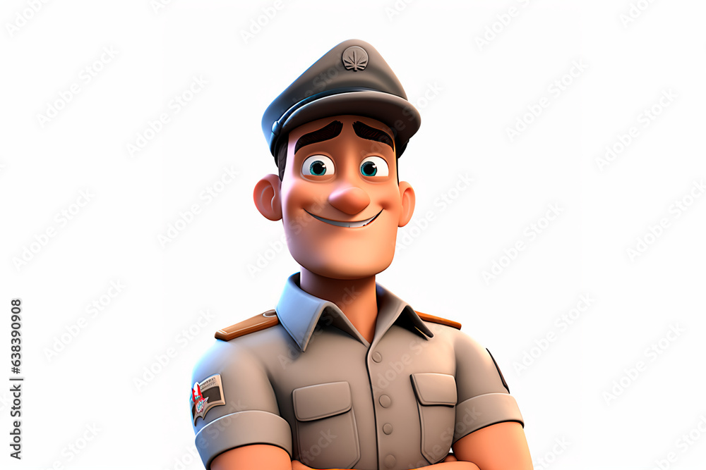 Handsome cartoon military man on a white background. Pictures for children Handsome cartoon military man on a white background. Pictures for children