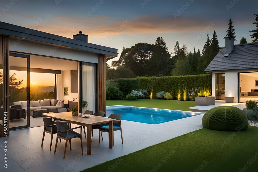 Fototapeta premium luxury home with pool