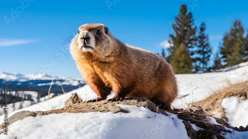 Marmot on white background