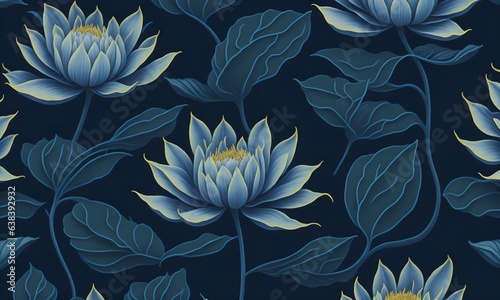 Seamless pattern with flowers, Lily pattern, AI generated