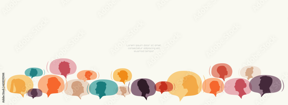 Different people in chat bubbles. Communication concept. - obrazy, fototapety, plakaty 