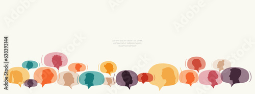 Different people in chat bubbles. Communication concept.