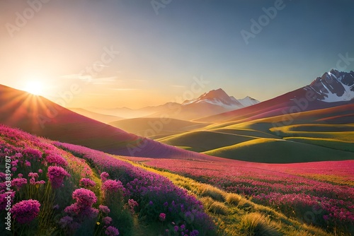 lavender field in the mountains generated by AI