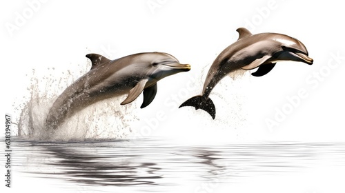 Synchronized dolphins photo realistic illustration - Generative AI.