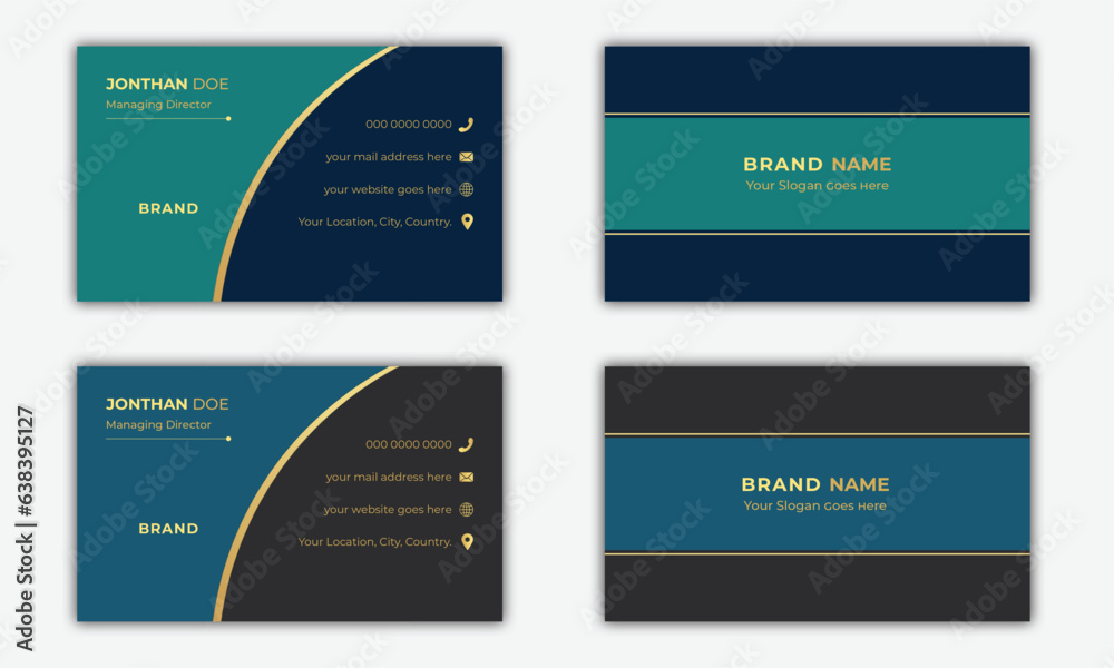 Business Card. Luxury Style double-sided Horizontal Business Card Design Template.
