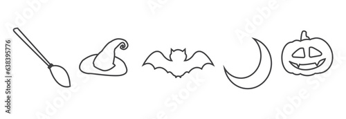 Happy halloween icons line,  Vector icon for Helloween greeting card and poster party sign Concept illustration with Sign and symbol