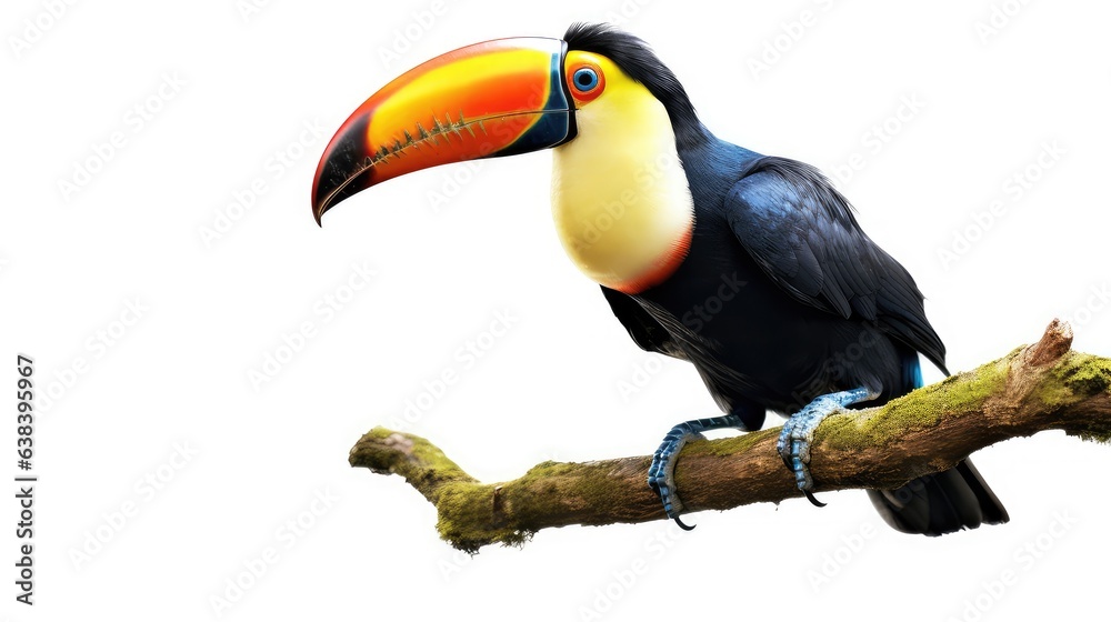 Fototapeta premium Vibrant toucan photo realistic illustration - Generative AI.