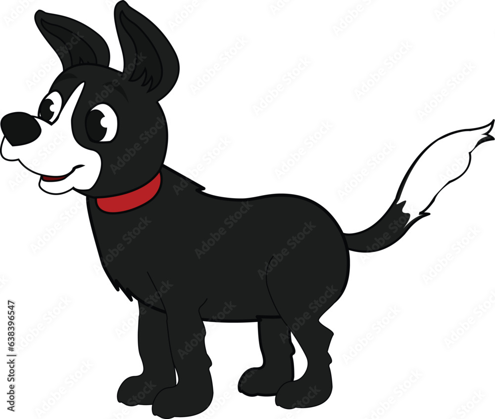 black and white dog. Cartoon character. Dog Character. 2d Character