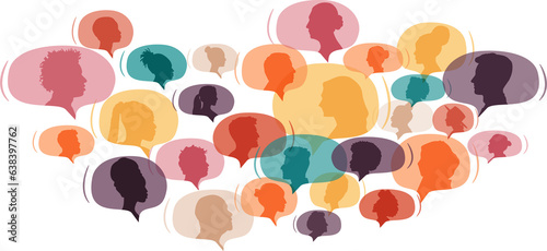 Canvas Print Different people in chat bubbles. Communication concept.