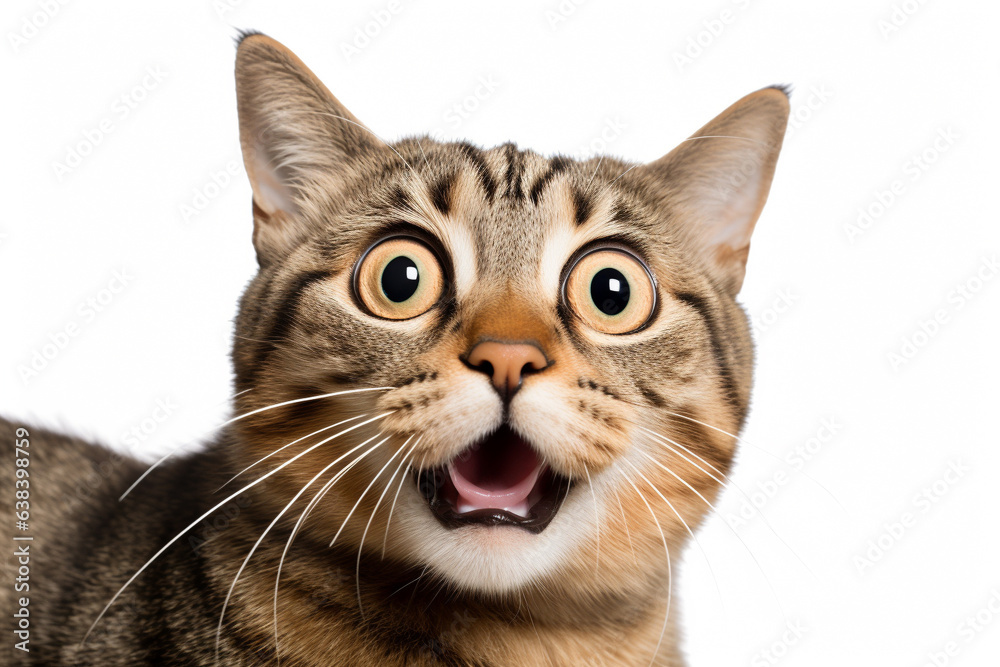 A cat looks surprised. A cat looks surprised.