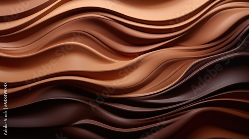 Abstract brown waves background. Caramel, coffee blending gradient wavy texture. Modern AI illustration. Chocolate wave wallpaper.