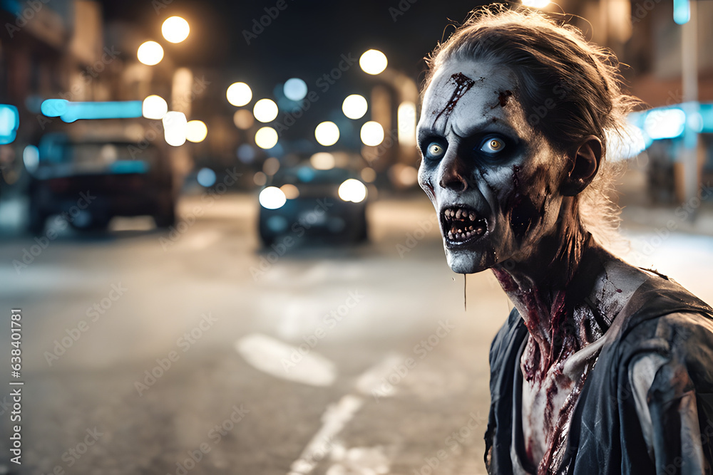 Zombie horde. Zombie apocalypse scene. Generative Ai Zombie horde. Zombie apocalypse scene. Generative Ai