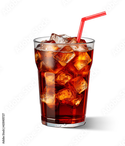 Glass of soda with ice. Generative Ai