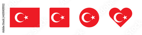 Turkey icon. Turkish flag signs. National badge symbol. Europe country symbols. Culture sticker icons. Vector isolated sign.